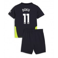 Maglia Calcio Manchester City Jeremy Doku #11 Seconda Divisa Bambino 2024-25 Manica Corta (+ pantaloncini)